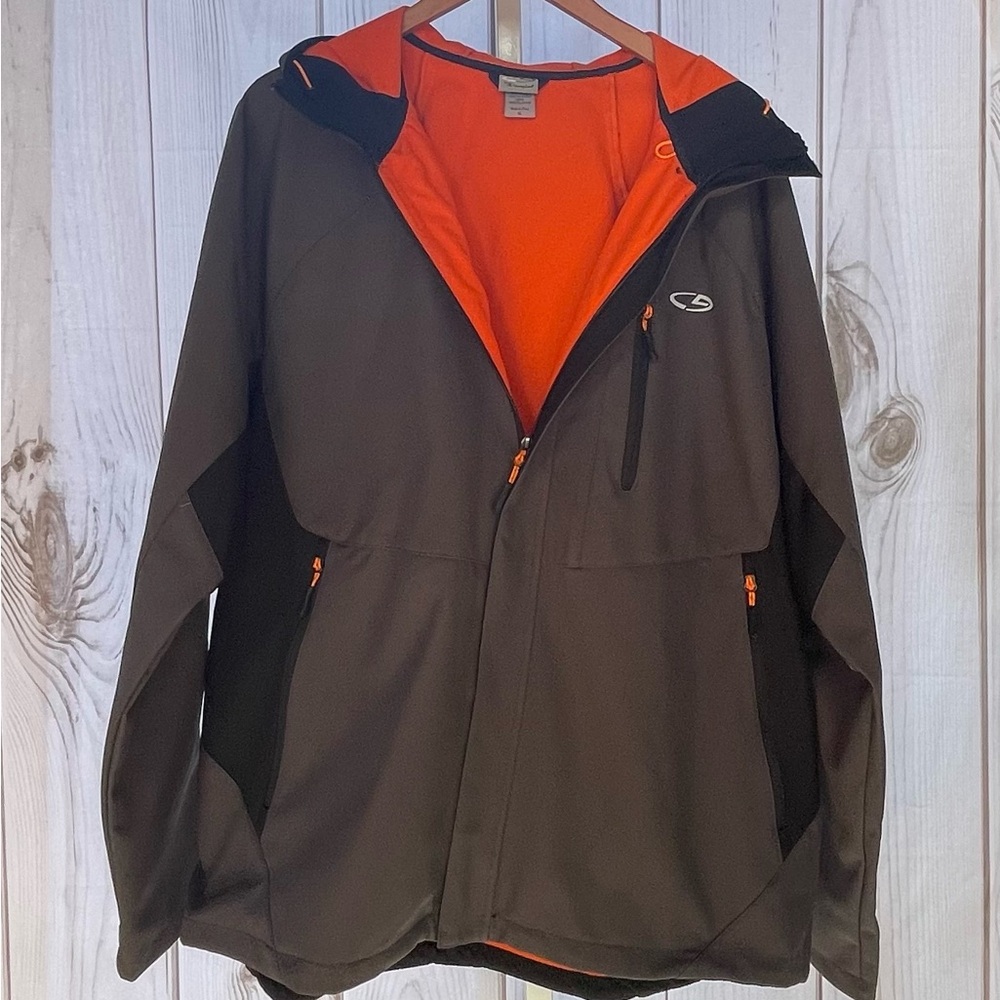 Men's C9 Champion Black Orange Gray Fleece Lined Softshell Jacket Coat Hood XL